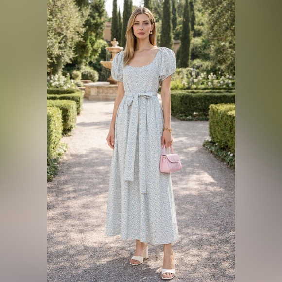 LOVESHACKFANCY Cotton Maxi Dress Dainty Floral Print Cottagecore Puff Sleeve NWT - Picture 10 of 10